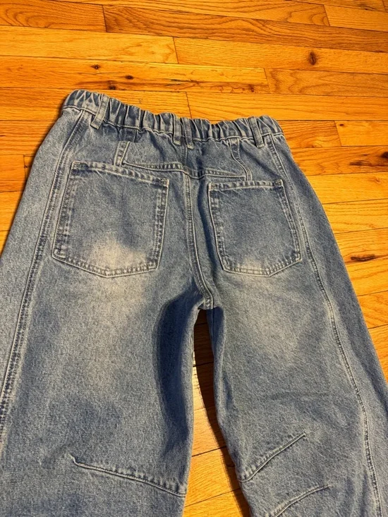 Aaron & Amber High-Rise Barrel Jeans Cotton Sz M Straight denim Wide Medium Wash - Picture 8 of 9